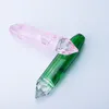 Glassvape666 Y016 Smoking Pipe About 4.1 Inches Straight Style Green Pink Diamond Cut Glass Pipes