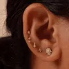 925 prata 14/18k banhado a ouro cz moda jóias 16g/18g rosca interna orelha piercing plana volta trevo brincos femininos