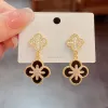 designer earrings 4/Four Leaf Clover Charm Stud Earrings Back Mother-of-Pearl Silver 18K Gold for Women&Girls Valentine's Mother's Day Wedding Jewelry Gift