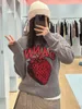 Women's Sweater Strawberry Jacquard Clothing Wool Leisure Fashion New Pullover Autumn and Winter Street Clothing Korean Sweater Jumper 240110