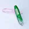 GlassVape666 Y016喫煙パイプ約4.1インチストレートスタイルグリーンピンクダイヤモンドカットガラスパイプ
