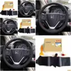 Steering Wheel Covers Synthetic Leather Car Er For Honda Crv 2012 2013 2014 J220808 Drop Delivery Mobiles Motorcycles Interior Access Dhxlr