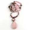 Fashion Bohemian Jewelry Accessory Multi Stone Pärlor Knutade Pink Dorp Charm Pendant Halsband för Festival 240111