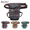 Buyor Drop Leg Bag Vintage Lår Pack Fanny Militär Motor Cycle Messenger Canvasnylon Cycle Shoulder Bag Riding Midjepaket 240110