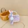 Pearl Handle Girls Coin Purse Cute Rabbit mini axelväska barn mode barn handväskor söta baby flickor crossbody väska 240111