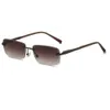 2023 customized unique unisex pc lens spring hinges uv400 metal rimless square shades sunglasses wholesale