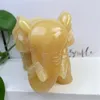 Decorative Figurines 10CM Natural Yellow Calcite Elephant Crystal Quartz Hand Carved Cute Home Decor Children Christmas Gift 1pcs