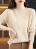 Women's Knits Fashion Merino Wool Women Knitted Cashmere Sweater O-Neck Long Sleeve Pullover Spring Autumn Clothing Knitwear Top