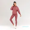 lu Set sportivo da donna in tre pezzi Giacca legging Reggiseno Fitness Corsa Tempo libero Cappotto a maniche lunghe con cappuccio autunnale 333