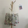 Moda sacola estilo verão malha cheia bordado flores claro bolsa de ombro romântico bolsa feminina eco saco de compras 2024 240110