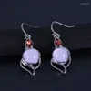 Boucles d'oreilles pendantes en strass rose, pierre Furong, poudre de cristal, goutte d'eau, bijoux en forme de poire