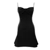 Casual Dresses 2024 Summer Mini For Women Elegant Söta Sexiga svarta diamanter Slip ärmlös a-line klänning Feminin födelsedagsfest vestidos