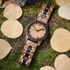 Horloges Heren Houten Horloge Met Echt Blad BOBO BIRD Voor Mannen 45mm Bois Natuurlijke Handgemaakte Horloges Houten Cadeau Verjaardag