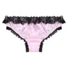 Mens Frilly Satin Lace Bikini Briefs French Maid Sissy Crossdress Panties Silky Thongs Knickers Lingerie Underwear 240110