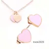 Designer Stud Earrings Vintage enamel PINK Green Heart Charms Necklace and Earring Jewelry set Pendant Women Men chain Stainless Jewellry sets