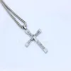 Hela snabba och rasande korshalsbassänger Film smycken Classic Rhinestone Pendant Sliver Cross Halsband hängen för M297H