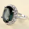 Cluster Rings Silver Color Big Oval-cut 5ct Egg Shaped Clear Green Cubic Zirconia Finger Ring Luxury Gift Distribution Wedding Jewelry