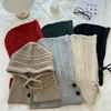 Winter Knitted Balaclava Hats Soft Warm Hooded Caps Full Finger Screen Touch Gloves Cold-Proof Knitted Gloves Wool Pullover Hat 240111