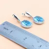 Conjuntos de jóias de casamento natural conjuntos de prata 925 brincos para mulheres pulseiras anéis pingente nupcial céu azul zircão colar conjunto