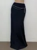 Absobe Sticked Solid Color Wrap Maxi kjol Kvinnor Back Slit High midje Slim Office Lady Lady Half Length Kjol Tie Outfit 240111