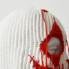 Balaclava Hat for Adult Autumn Winter Knitted Hat Winter Mask Pography Props Terrifying Ghost Knitted Balaclava 240110