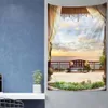 模倣窓の森の風景絵画タペストリーウォールハンギングボヘミアンスタイルのサイケデリックマンダラホームデコレーション240111
