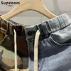 Pantaloncini Supzoom 2023 Nuovo Arrivo Vendita Calda Ulzzang Estate Modello Lunghezza Cerniera Fly Stonewashed Camouflage Patchwork Pantaloncini di Jeans da Uomo