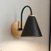 Wall Lamps Nordic Minimalist Style Bedside Lamp Modern Creative Interior Decor Sconce Living Room Restaurant LED Wooden Light