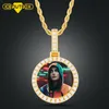 Colliers Nouveau Design sur mesure photo médaillons pendentif collier ouvert rond pendentif glacé cubique Zircon hommes Hip Hop bijoux cadeau