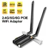 WIFI 6Eレシーバー5400Mbpsトリバンド2.4G/5G/6GHzワイヤレスギガビットネットワークカードPCIE Bluetooth 5.2 Wi-FiアダプターPCI Express Win 10/11