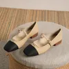 2024 스프링 디자이너 여성 신발 새로운 활 색 베이지 색 검은 색 힐 스퀘어 헤드 얕은 입 단일 신발 36-41