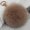 Luxe 13 cm Pluizige Echt Vossenbont Bal Pom Poms Bont Pompom Hoge Kwaliteit Sleutelhanger Auto Sleutelhanger Metalen Ring hanger Voor Vrouwen 240110