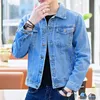 Denim Jackets Man Black Short Jeans Coat for Men Casual Slim Button G in Original Korea Winter Oversize Size L Outwear Large 240110