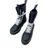 Kadın tasarımcı ayak bileği botları deri Martin Boots 2023 Sonbahar ve Kış Yeni Kalın Soldu All-Melch İngiliz Tarzı Motosiklet Botları
