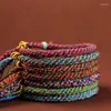 チャームブレスレット手織りチベットのラッキーロープ手作りdiy富の神Manjusri Thangkaブレスレットバングルギフト