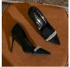 Модельные туфли, маленькие размеры 31, 32, 33, черные туфли-лодочки на высоком каблуке со стразами, пикантные женские туфли-лодочки на шпильке, большие размеры 41-43