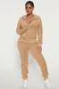 Autumn Winter Long Sleeve Hooded Tops och joggerbyxor Sätt avslappnad fast färg Velvet Tracksuit Women Two Piece 240110