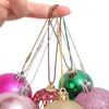 Décorations de Noël 100pcs / pack 20cm cordes d'étiquette arbre boule ornements cintre chaîne ruban crochet avec boutons-pression verrouillage pour étiquette de Noël lanière