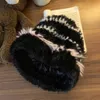 Soft rabbit fur bear winter warm hat suitable for girls luxurious fluffy knitted hat hat hat women's autumn winter warm skull hat 240110