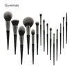 Sywinas Makeup Brush Set Kit 15st högkvalitativt svart naturligt syntetiskt hår Professionella sminkborstar Tools 240110