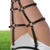 2020 Corset 2 Pcs Set PU Leather Harness Underwear Garter Belts Sexy Women Waist To Leg Body Bondage Cage Straps Chest Belts9066225