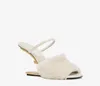 2024 Populaire Marque Femmes Talons Sandales Chaussures Fourrure Sangle F-forme Peep Toe Noir Nude Blanc Cuir De Veau Belle Marche Dame Robe De Mariage Sandalias Chaussure À Talons Hauts EU35-43