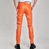 Mens Leather Pants Skinny Fit Stretch Fashion Pu Trousers Nightclub Party Dance Thin 240110