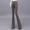 Pantalons en laine pour femmes, automne et hiver, Style coréen, taille haute, épais, chaud, amincissant, Bootcut