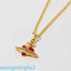2024Designer Western Empress Dowagernecklace Vivienne Love Colorful Paint Small Saturn Necklace Women's Light Luxury Qingdao Jewelry