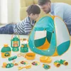 Kids Camping Tent Set 21 Pieces Boys Girls Pretend To Play With Campfire Fruits BBQ Include Kids Camping Tent Campfire Oil Lamp 240110