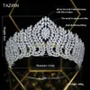 Grote Tiara's Zirkoon Kronen Bruids Bruiloft Hoofddeksels Vrouwen Haaraccessoires Bruids Diadeem Voor Optocht Partij CZ Koningin Hoofd Sieraden 240110