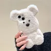 Koreaanse Leuke Cartoon 3D Teddybeer Pluche Bont Telefoon Case Voor iPhone 15 14 13 12 Pro Max 11 Grappige stijlvolle Shockproof Soft Cover