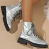 Boots Shoes For Women 2024 Winter High Quality Silver Women's Anti-slip And Wear-resistant Ladies High-top Motorcycle