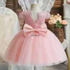 Robes de fille Toddler Robe de fête de fille pour broderie en dentelle mignon bébé 1er anniversaire baptême vestidos kid de mariage robe de mariage pour 1 à 5 ans de bébé H240508